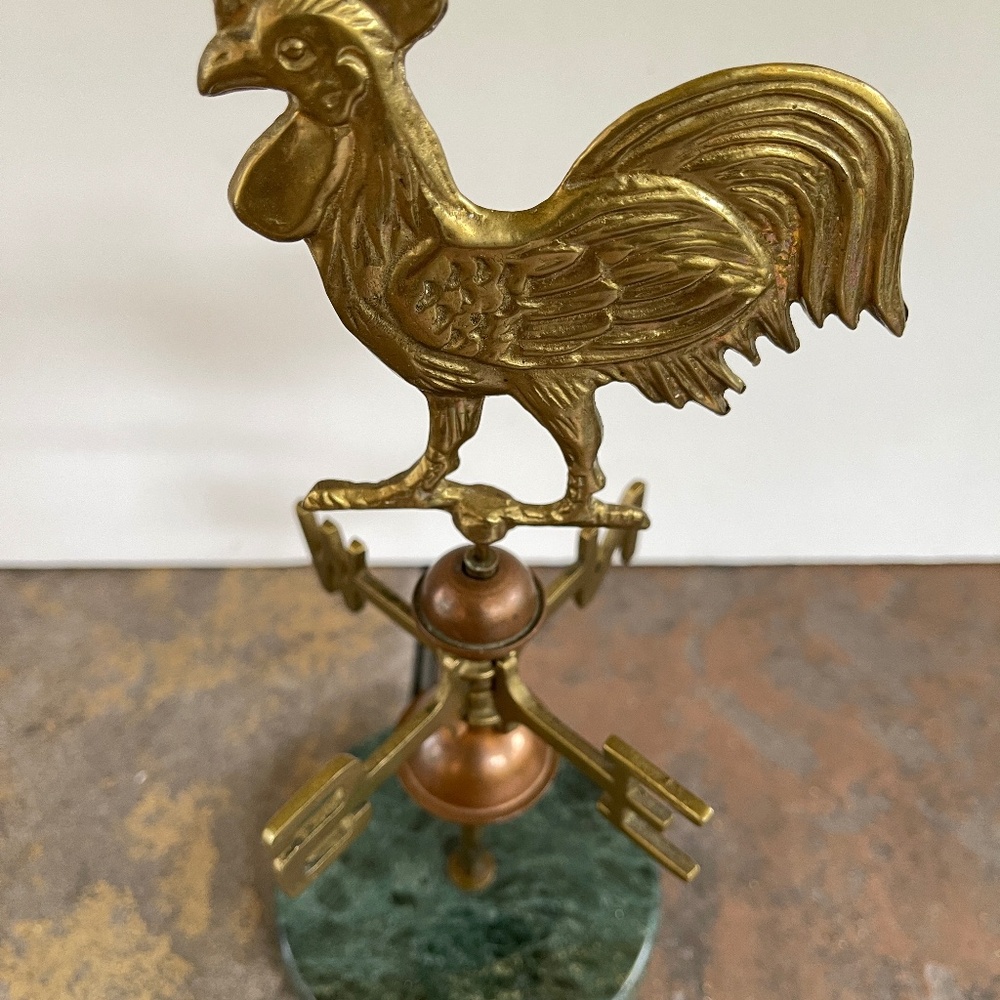 Unique vintage brass rooster weathervane tabletop decoration